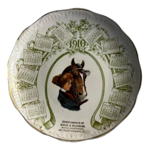 Antique 1910 Horse Calendar Plate