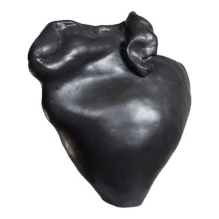 Contemporary Large Abstract Amorphous Black Ceramic Sculpture by Arny Nadler For Sale