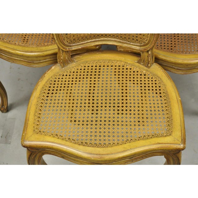 Vintage French Provincial Louis XV Style Cane Dining Side Chairs - Set of 6 For Sale In Philadelphia - Image 6 of 18