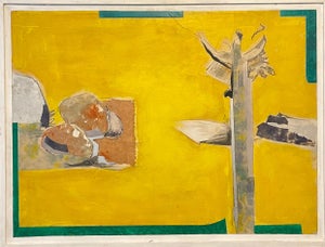 David Hare, 1970 Mod Surrealist Painting Collage David Hare Abstract Landscape Summer Land, 1970