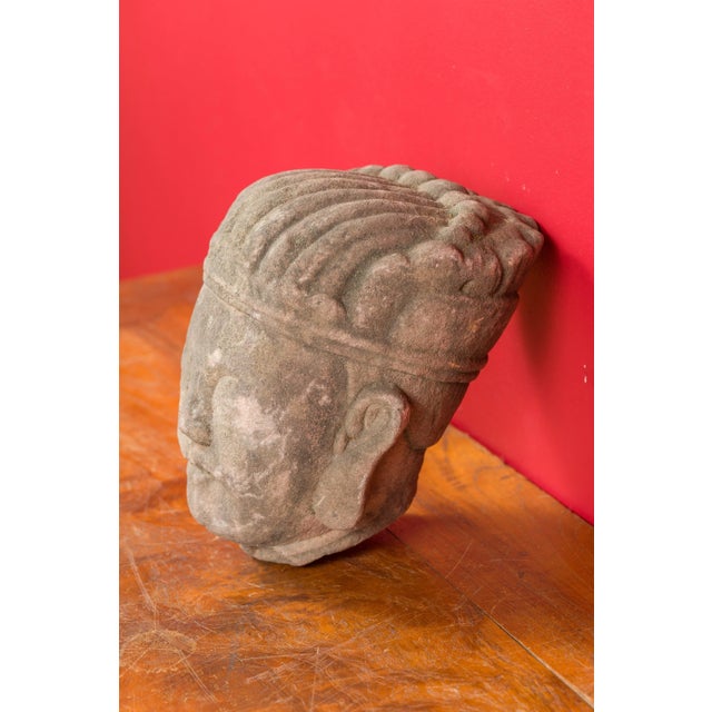 Stone Mid 19th Century Chinese Qing Dynasty Period Carved Head Sculpture of an Official For Sale - Image 7 of 11