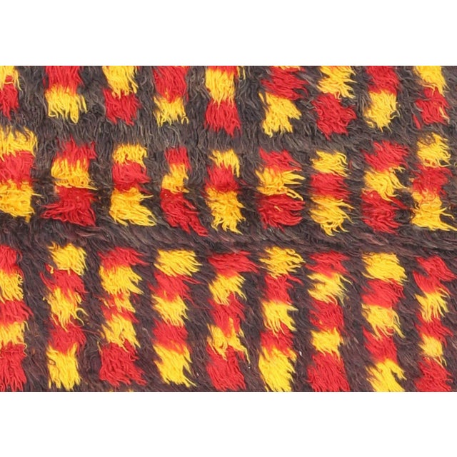 1960s Turkish Tulu Rug. Hand woven with Angora wool on wool kilim foundation in the Konya region of Central Turkey. Tulu,...