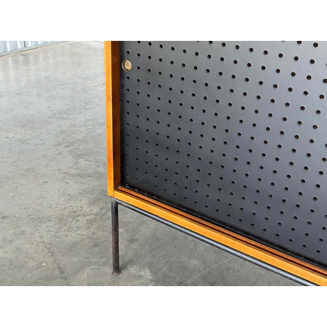 1950s Paul McCobb Planner Group - Model 1514 Iron Base Credenza - Black Sliding Doors For Sale - Image 12 of 12