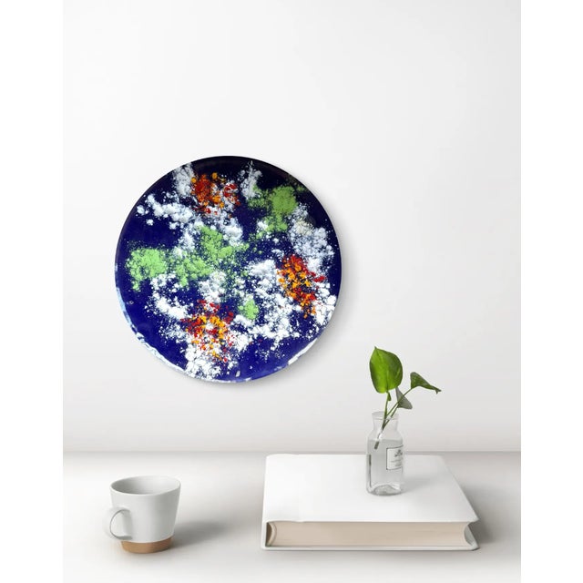 Wonderful, mid-century modern copper plate with enamel design. Wonderful for a wall plate or tabletop decor great piece of...