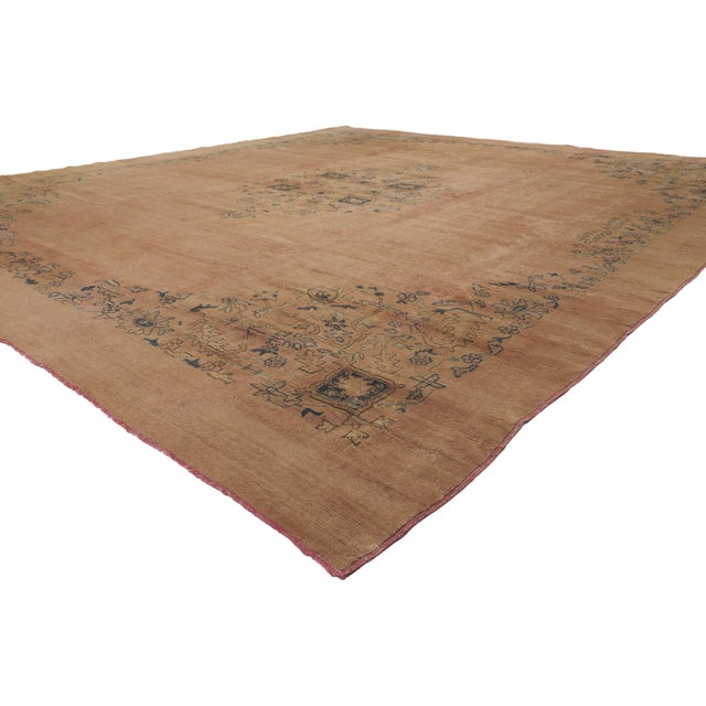 50214 Antique Turkish Oushak Rug, 12'04 x 13'10. The Patrician Reverie: An Antique Turkish Oushak Masterpiece of Timeless...