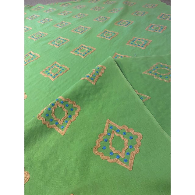 Designers Guilds Minakari Lime Embroidered Fabric - 2 Yard Piece For Sale - Image 4 of 5