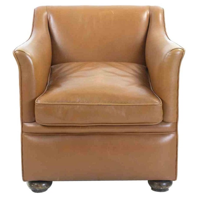 Brown Vintage Italian Light Brown Leather Armchair, Mid-20th Century For Sale - Image 8 of 8