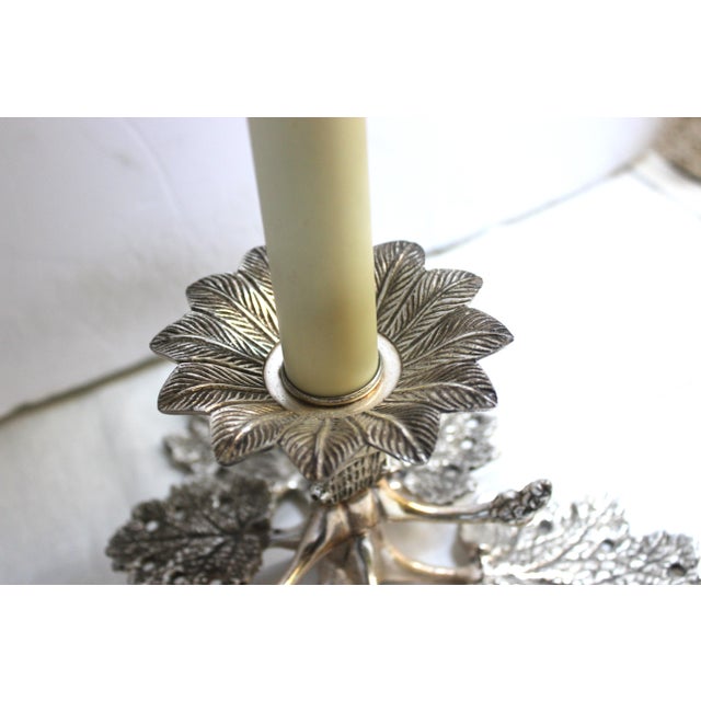Ornamental & Decorative Materials Frederick Cooper Table Lamp Silver Black Shade Vintage Leaf Motif For Sale - Image 7 of 15