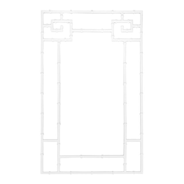 Matthew Izzo Home Tessa White High Gloss Lacquer Bamboo Design Wall Mirror For Sale