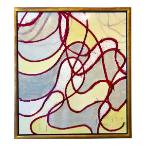 Jonathan Feldschuh, Large Abstract Mixed Media Lacquer Painting Stealthy Glow Scientific Abstraction, 1999