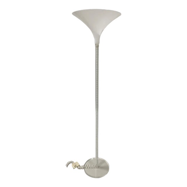 White Acrylic Glass Floor Lamp by Harco Loor, 1980s For Sale