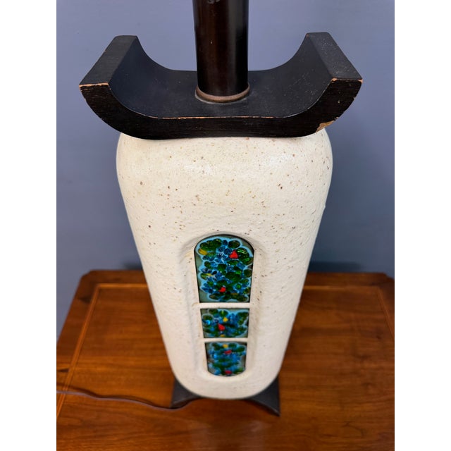 1960s 1960s Ceramic Lamp W/ Fused Glass Mosaic Panels, Attributed to Bitossi for Raymor For Sale - Image 5 of 17