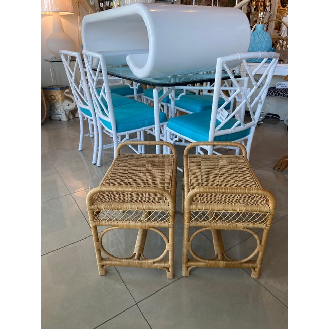 Vintage Pair of Wicker Rattan Benches End of Bed Stools Chairish