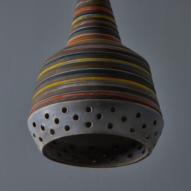 1950s Aldo Londi Ceramic Bitossi Pendant Lamp for Raymor For Sale In Los Angeles - Image 6 of 17