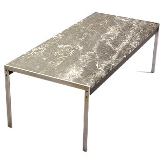 Black Marble and Brushed Steel Coffee Table by Kho Liangh for Artifort, 1960s For Sale