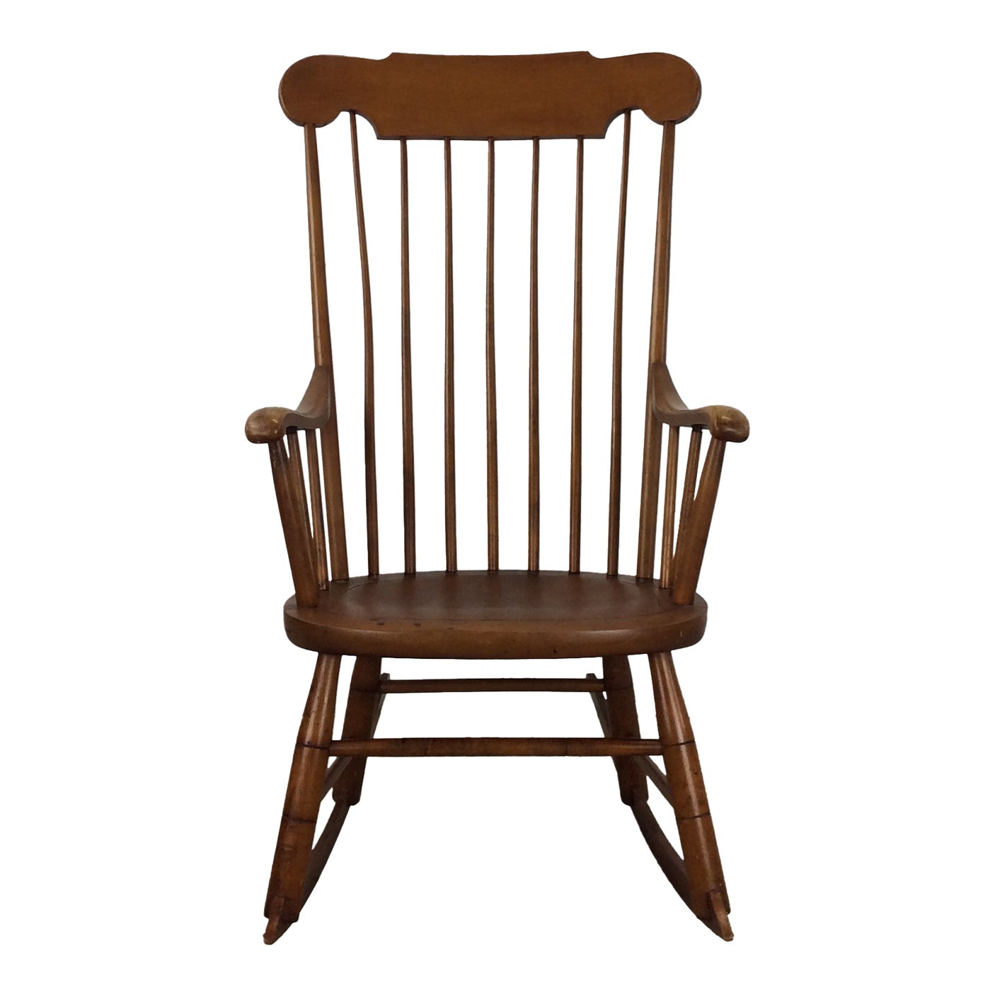 Mid Century Modern Maple Rocking Chair With Spindle Back | Chairish