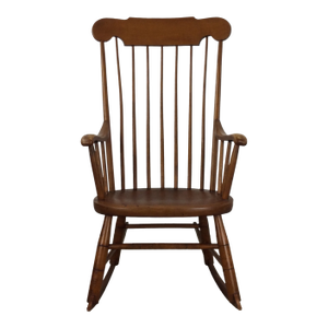 Mid Century Modern Maple Rocking Chair With Spindle Back