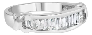.925 Sterling Silver 1/2 Cttw Baguette Cut Diamond Channel Set X-Station Wedding Ring (H-I Color, I1-I2 Clarity) - Size 7-1/2