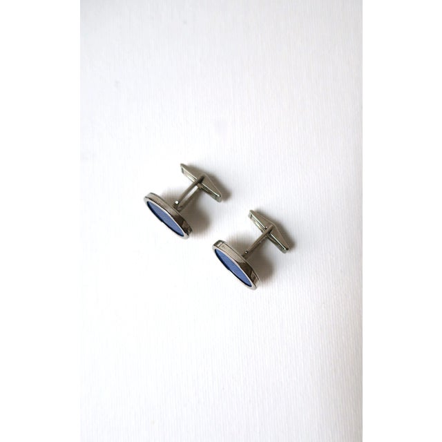 Metal Blue Lapis and Sterling Silver Cufflinks For Sale - Image 7 of 8