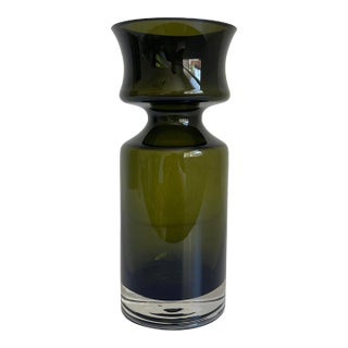 1960s Olive Green Glass Vase by Tamara Aladin for Riihimäen Lasi Oy, Finland For Sale