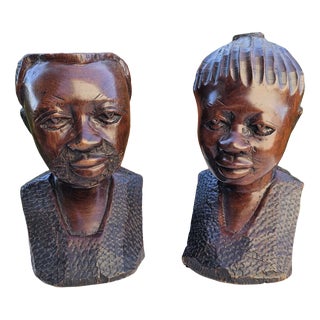 Vintage Wooden Figurines, 1970s, Set of 2 For Sale