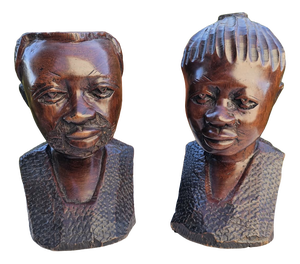 Vintage Wooden Figurines, 1970s, Set of 2