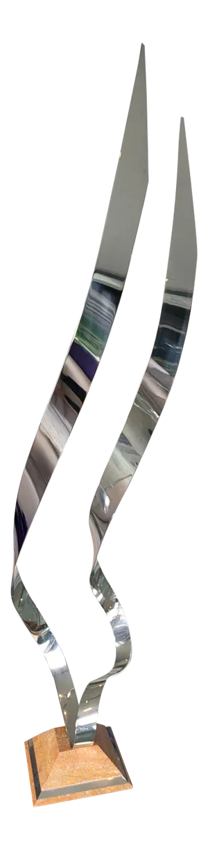 1970s Towering L Kelly Gronley Kinetic Polished Steel Sculpture