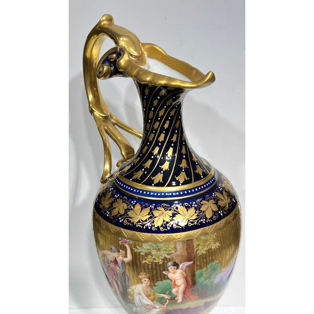 Blue 19th Century Royal Vienna Neoclassical Porcelain Ewer on Stand For Sale - Image 8 of 12