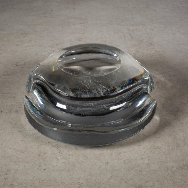 Mid-Century Modern Signed Organic Crystal Glass Paper Weight For Sale - Image 3 of 12