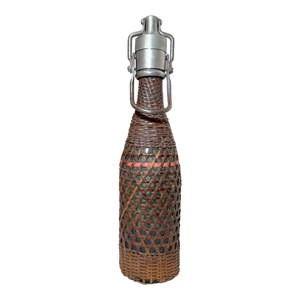 Rare Antique 19th Century French Woven Wicker Metal Glass Seltzer Bottle