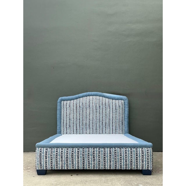 Vintage Upholstered Queen Bed Frame For Sale - Image 9 of 13