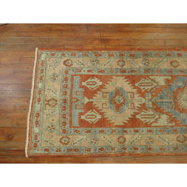 Folk Art 1930s Long Persian Heriz Geometric Runner - 2'10" x 15'5" For Sale - Image 3 of 9