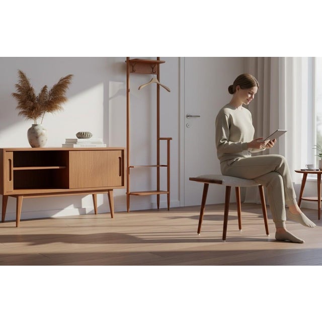 Danish Teak Stool with Shaped Handles, 1960s For Sale - Image 6 of 10