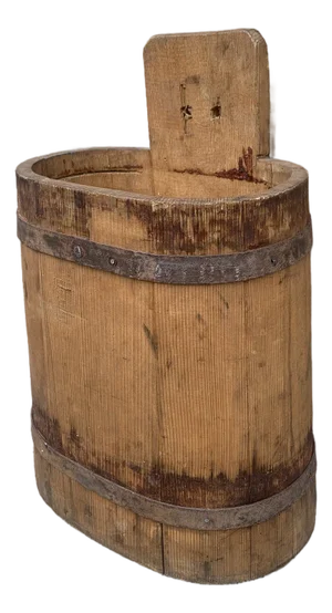 Antique 19th Century Wood and Iron Bucket or Waste Basket