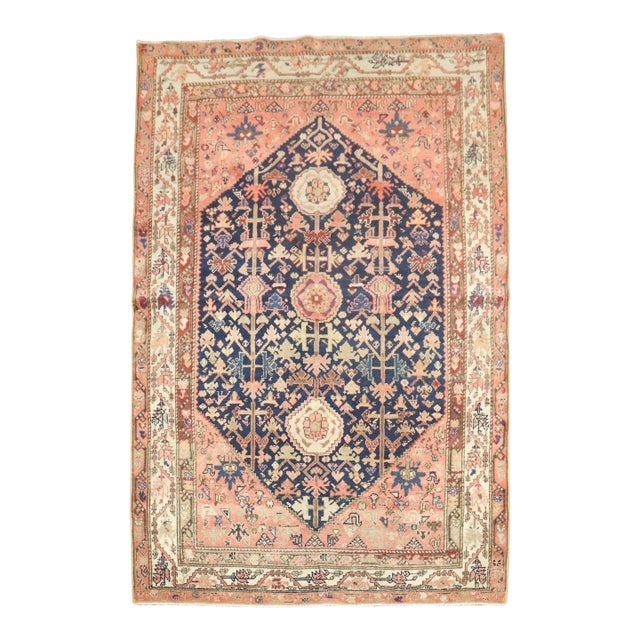 Early 20th Century Zabihi Collection Persian Malayer Accent Rustic Rug - 4'7" x 6'7" For Sale