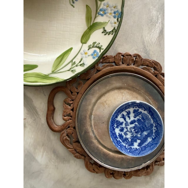 1990s 1990s Franciscan Forget Me Not Dinner Plates 10.25 Inches Hand Decorated - Set 4 For Sale - Image 5 of 11