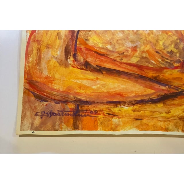 Approximately 12 x 18.5 painting on colored paper Signed bottom left Unframed