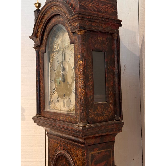 18th Century English Chinoiserie Decorated Tall Case Clock For Sale - Image 10 of 16