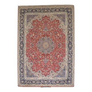 Antique Zabihi Collection Isfahan Abbas Tabandeh Master Weaver Superfine Rug For Sale