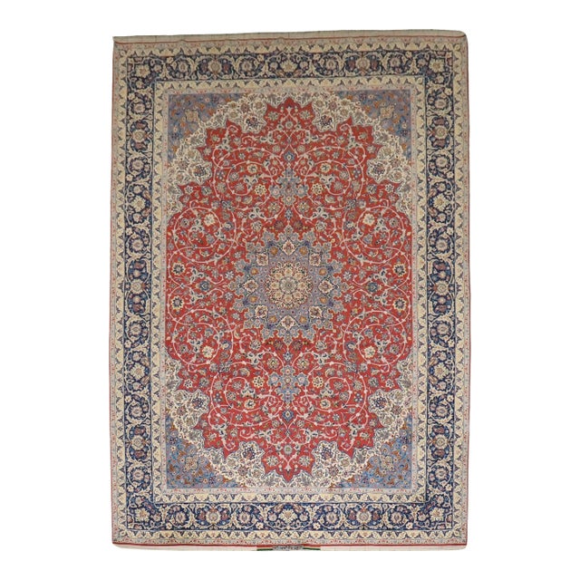 Antique Zabihi Collection Isfahan Abbas Tabandeh Master Weaver Superfine Rug For Sale
