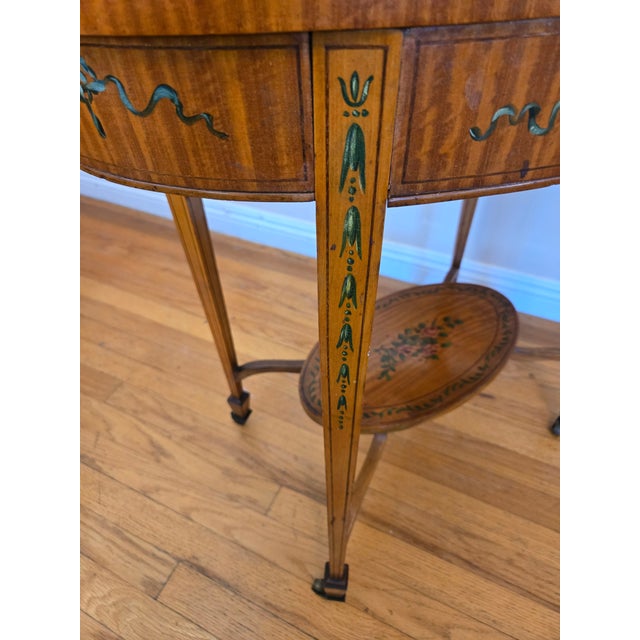 Early 20th Century Edwardian Sheraton Revival Hand Painted Rolling Table For Sale - Image 4 of 9