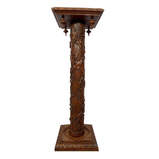 Art Nouveau Oak Column, 1920s For Sale