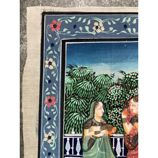 Indian Painting on Silk Depicting Toilette, 1960s For Sale - Image 4 of 13