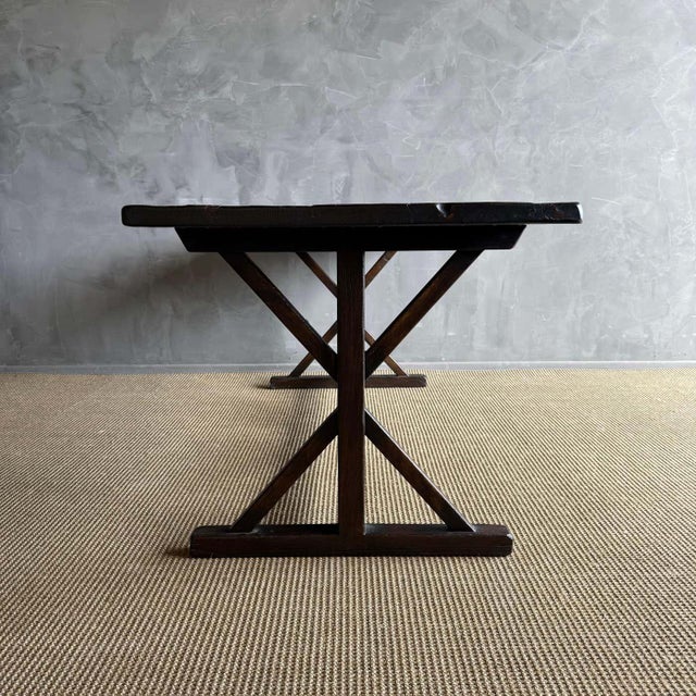 Wood Reclaimed Wood Dining Table in Dark Walnut Stain For Sale - Image 7 of 14