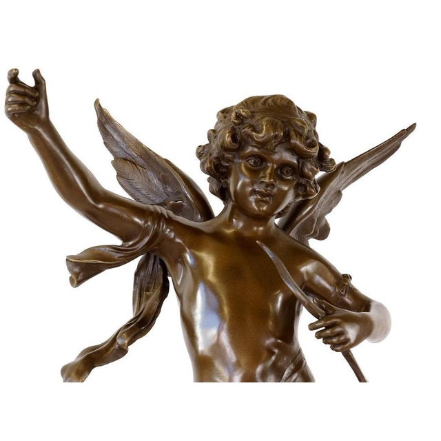 Art Deco Style Angel Sculpture, Green Patinated Bronze For Sale - Image 4 of 8