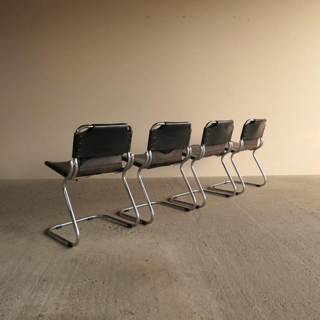 Leather & Chrome Dining Chairs, 1970s, Set of 4 For Sale - Image 15 of 18