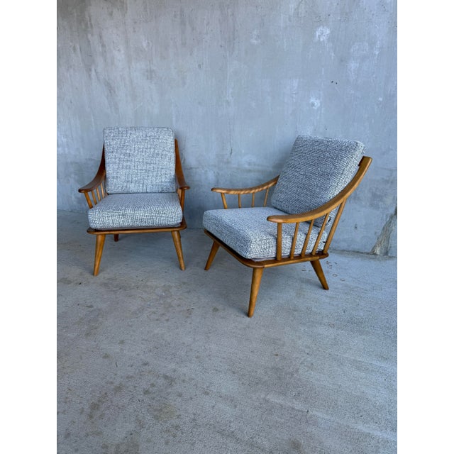 1940s 1940s Conant Ball Solid Maple Lounge Chairs, Restored Pair For Sale - Image 5 of 11