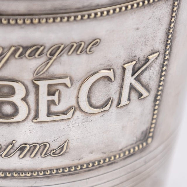 Vintage French Silver Plated Delbeck Reims Champagne Cooler, 1930 For Sale - Image 4 of 13