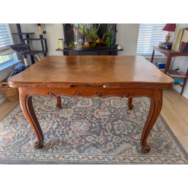 1946 Signed Marcel Bibaut French Oak Table - Authentic Modern Farmhouse - French Provincial Louis XV For Sale - Image 4 of 12