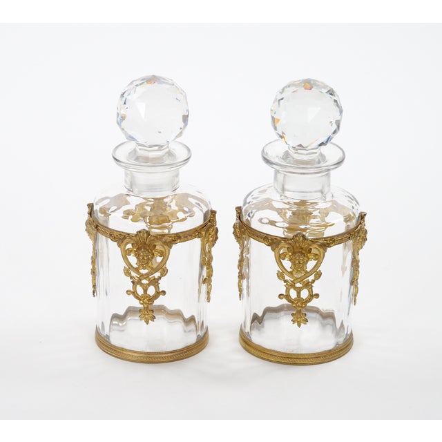 Antique Pair French Gilt Bronze-Mounted Baccarat Glass Vanity / Perfume Bottle For Sale - Image 10 of 10